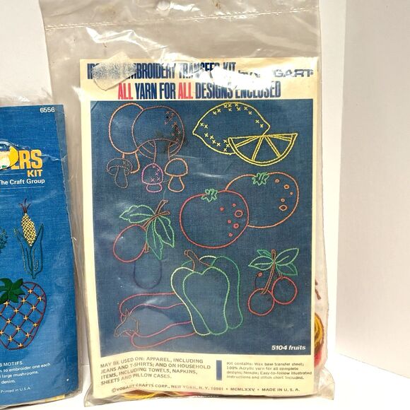 VINTAGE Embroidery Transfer Kits-COLUMBIA MINERVA  #5104 & #6556-1970s Retro - Picture 3 of 7